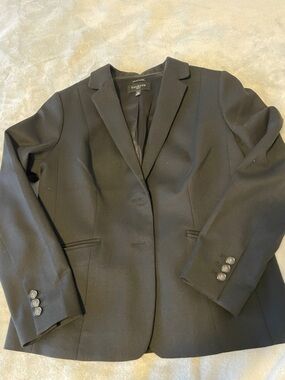 Talbots Petite Black Italian Wool  Women's Two-Button Tailored Blazer